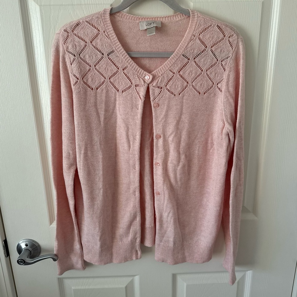 Ann Taylor LOFT Baby Pink Cardigan - LARGE - lightweight